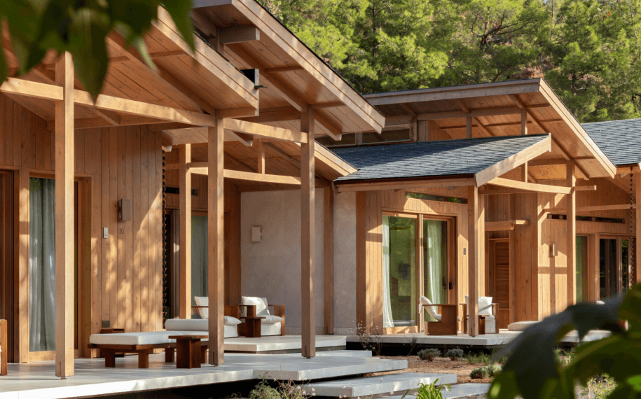 The cabanas at Ahama combine the ancient spirit of Lycia with Japanese simplicity. Each cabana offers a window to nature with sea, forest or pool views.